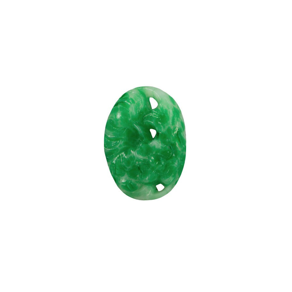 Vintage Jade Matrix Etched Floral Glass Cabochon 14x10mm (4) cab6050C