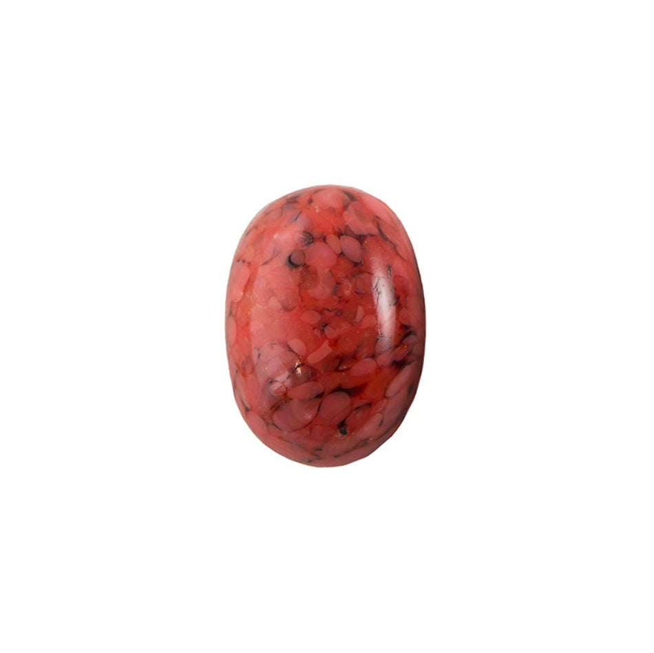Vintage Opaque Coral Matrix Glass Cabochons 14x10mm (4) cab6004B