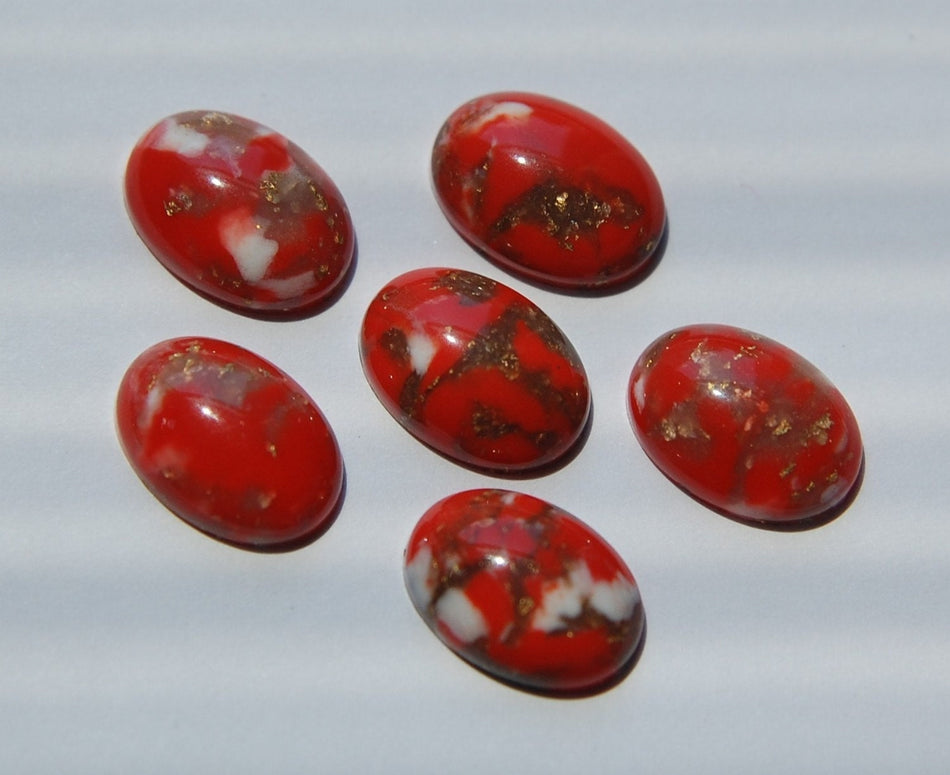 Vintage Acrylic Coral White Gold Cabochons 14x10mm cab676D
