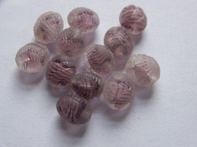 Vintage German Crystal and Purple Etched Glass Beads bds351