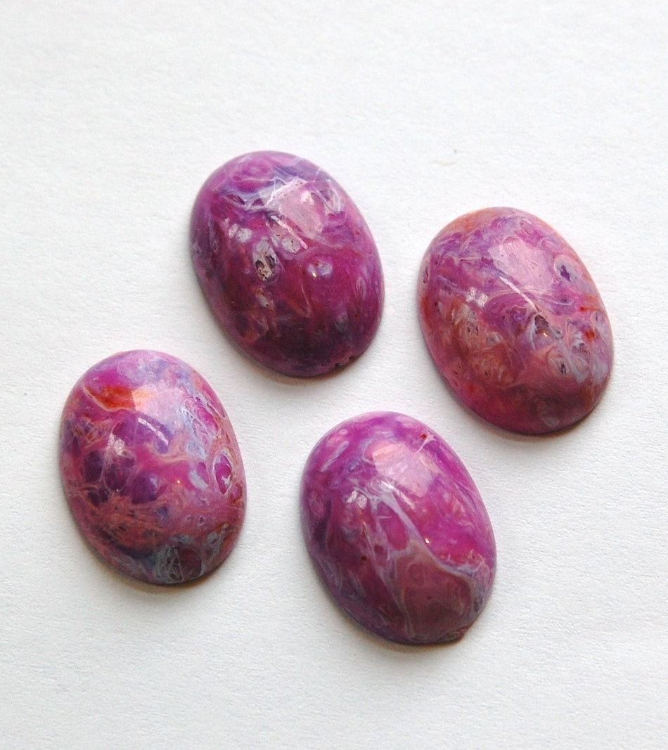 Vintage Italian Purple Pink Lucite Marbled Cabochons 18mm X 13mm (4) cab463B