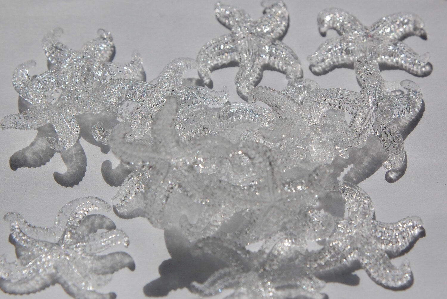 Vintage West German Clear Starfish Beads Charm 30mm (4) bds857E
