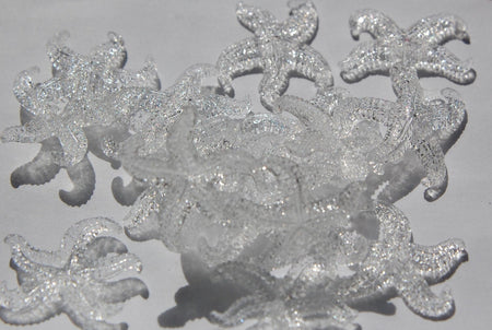 Vintage West German Clear Starfish Beads Charm 30mm (4) bds857E