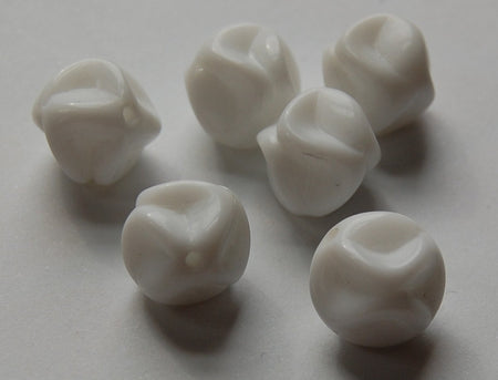 Vintage White Baroque German Glass Beads 12mm grm008