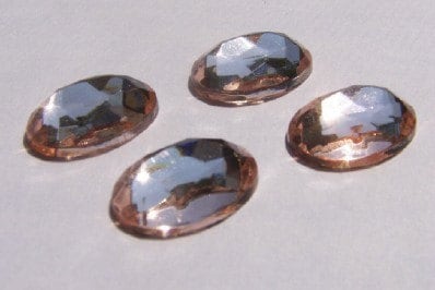 Vintage Pale Peach Glass Faceted Cabochons (4) cab578P