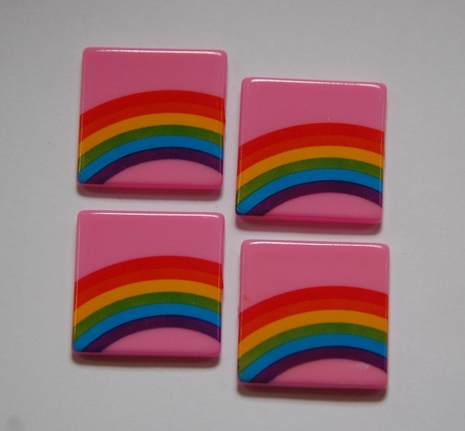 Vintage West German Pink Rainbow Cabochons 30mm (4) cab437H
