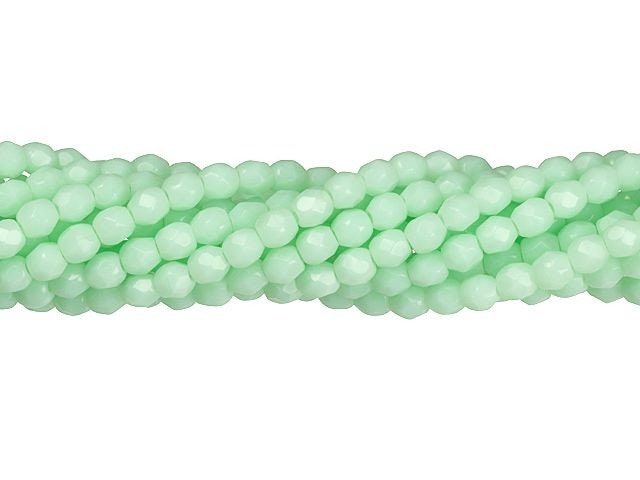 Czech Faceted Pale Jade Firepolish Glass Beads 4mm (50) 1-04-63