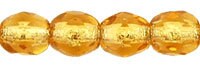 4mm Silver Lined Topaz Czech Firepolish Faceted Glass Beads (50)