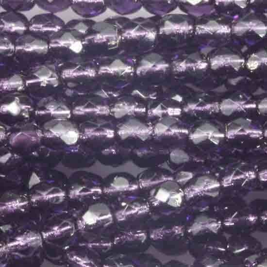Czech Faceted Silver Lined Tanzanite Firepolish Glass Beads 4mm (50) 1-04-SL2051