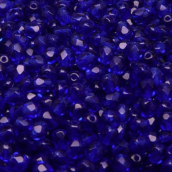 4mm Czech Faceted Cobalt Firepolish Glass Beads (50)