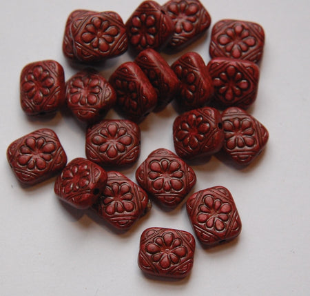 Vintage Style Brown Etched Tablet Beads bds380M
