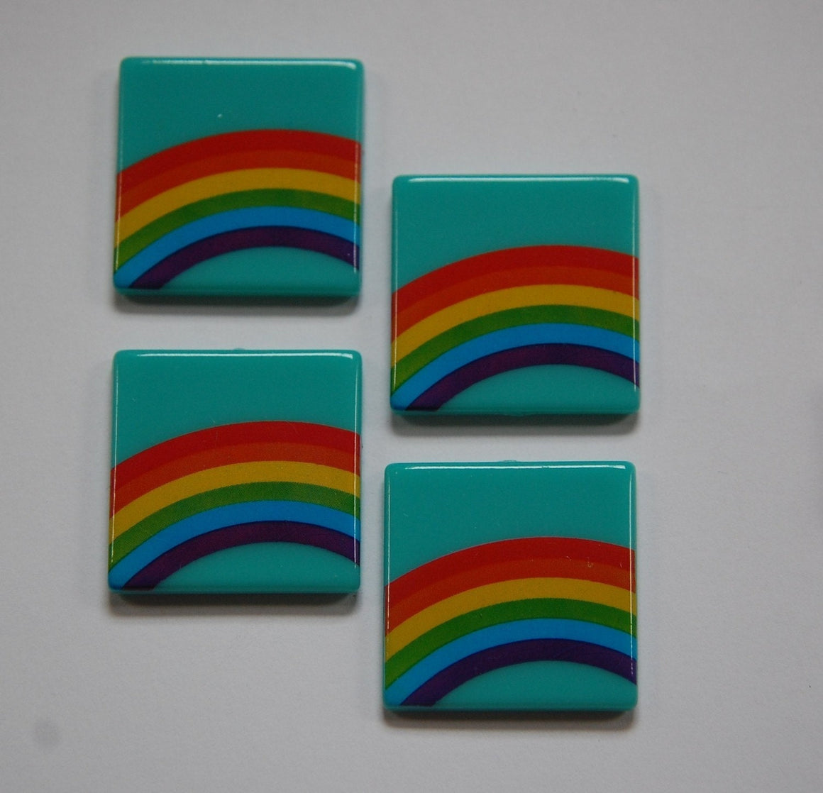 Vintage West German Turquoise Rainbow Cabochons 30mm (4) cab437F
