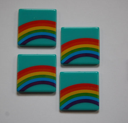 Vintage West German Turquoise Rainbow Cabochons 30mm (4) cab437F