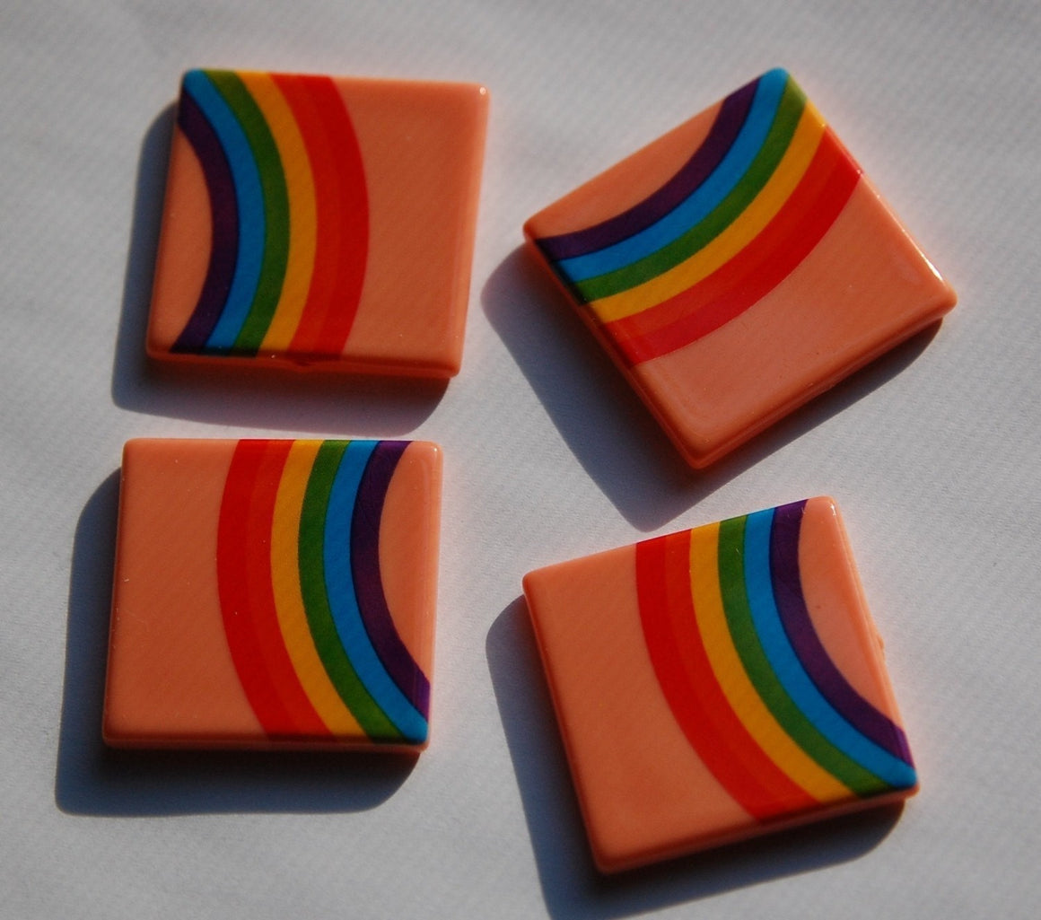Vintage West German Peach Rainbow Cabochons 30mm (4) cab437E