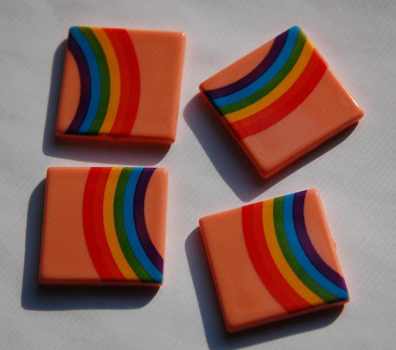 Vintage West German Peach Rainbow Cabochons 30mm (4) cab437E