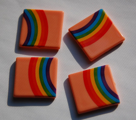 Vintage West German Peach Rainbow Cabochons 30mm (4) cab437E