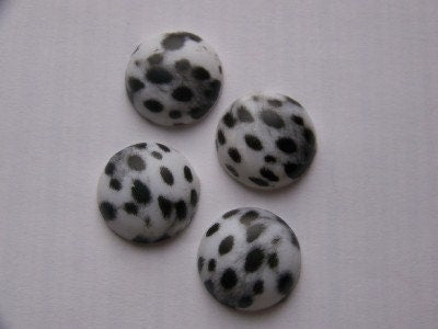 Vintage White with Black Spots Dalmation or Leopard Acrylic Cabochons Cabs 26mm cab271