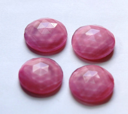 Vintage German Rose Pink Faceted Glass Cabochon 20mm (4) cab488A