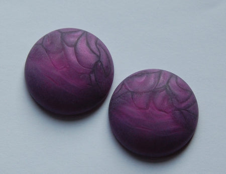 Vintage 2 Tone Matte Dark Magenta Swirled Cabochons 30mm cab262