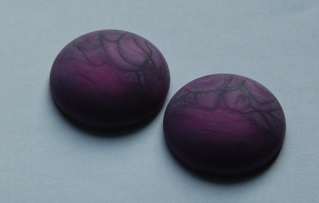 Vintage 2 Tone Matte Dark Magenta Swirled Cabochons 30mm cab262