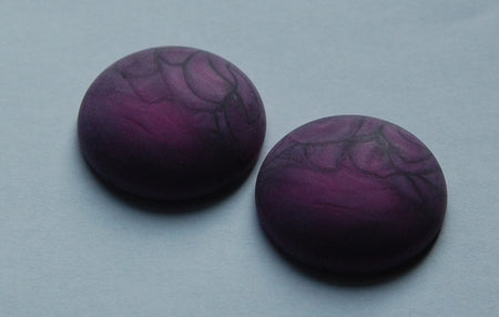 Vintage 2 Tone Matte Dark Magenta Swirled Cabochons 30mm cab262