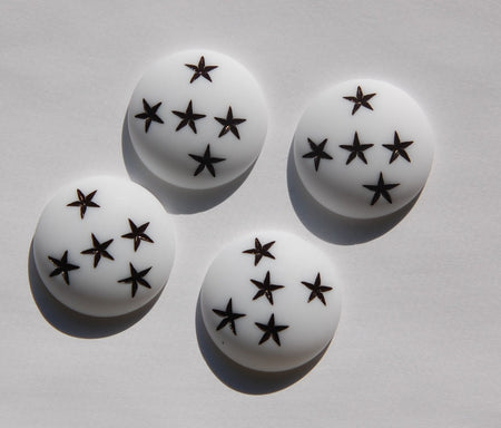 Vintage White Lucite with Black Stars Cabochons 24mm (4) cab411