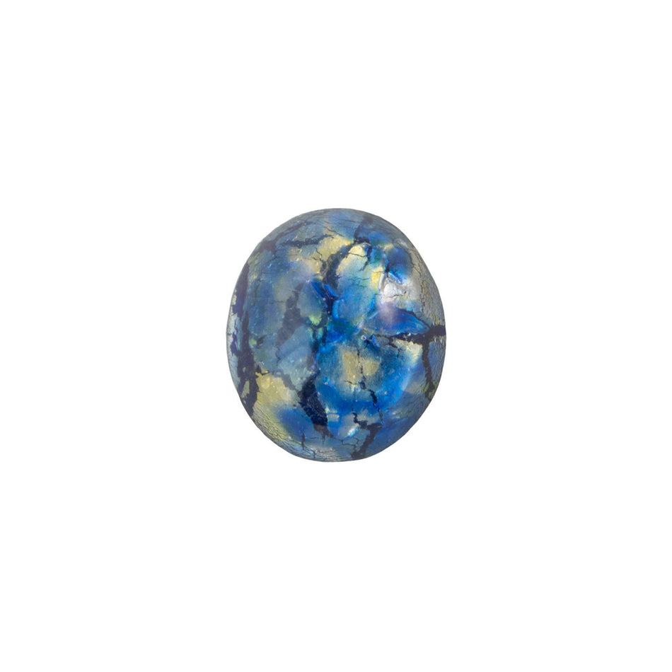 Sea Blue Foil Opal Glass Cabochons 12x10mm (2) cab5003R