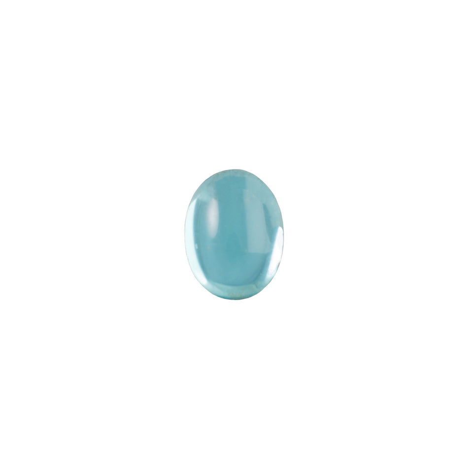 8x6mm Translucent Aqua Foiled Glass Oval Cabochons (12) cab4001J