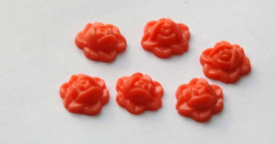 Vintage Coral Flower Plastic Cabochon Japan 11mm cab610