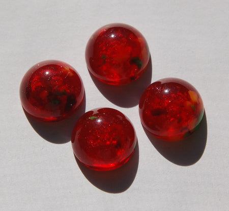 Vintage Red with Green Chunks Acrylic Cabochons cab730A