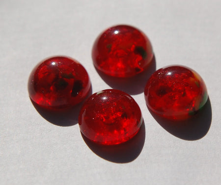 Vintage Red with Green Chunks Acrylic Cabochons cab730A