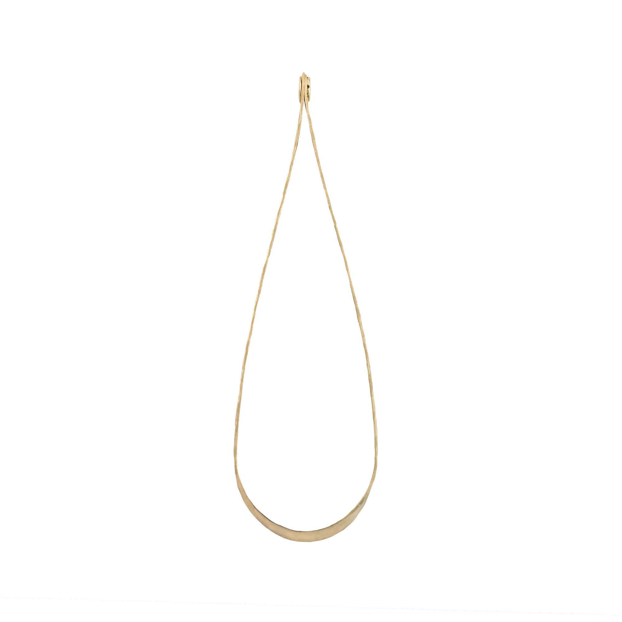 1 Hole Raw Brass Large Hammered 3D Teardrop Hoop Pendant 60x16mm (2) mtl541A