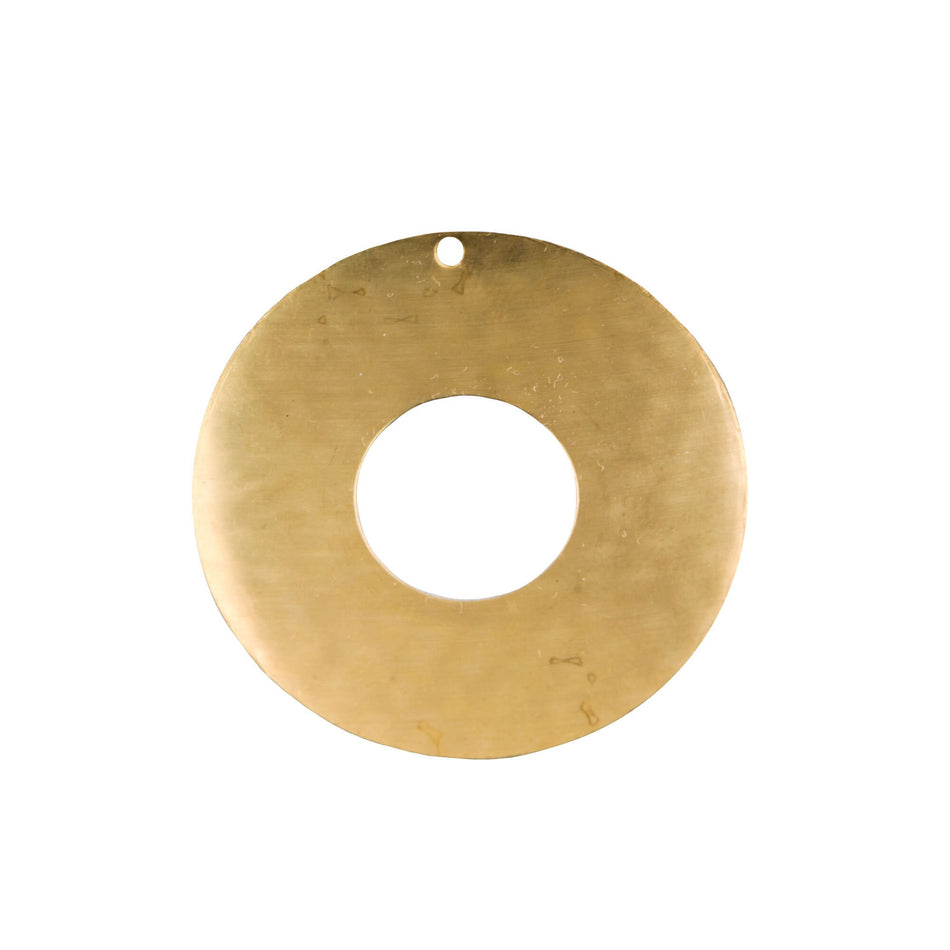 1 Hole Raw Brass Center Cut Out Hammered Circle Pendant 33mm (4) mtl543A