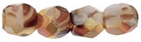 3mm Opaque White/Tortoise - Celsian Czech Faceted Firepolish Glass Beads (50)