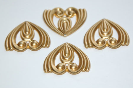 Stamped Raw Brass Swirled Triangle Pendant Drop (2) mtl187