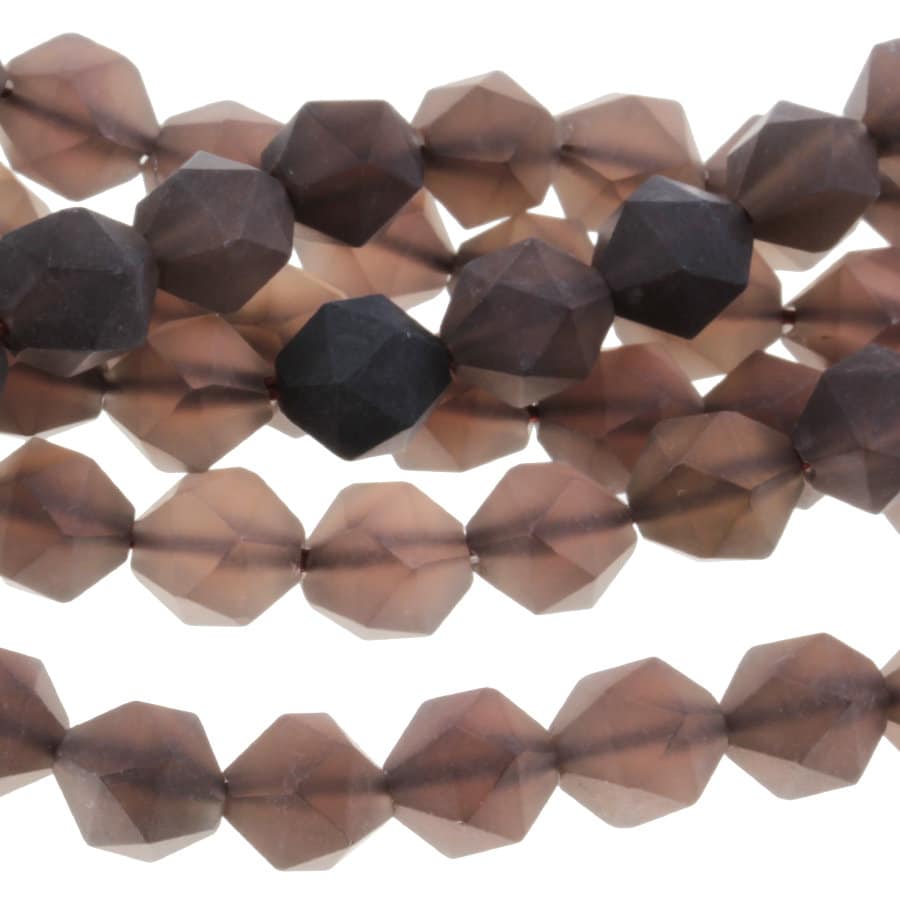 Dakota Stones Matte Smoky Quartz 8mm Star Cut Faceted  Gemstones 15-16" Strand SQZ8RD-M-SC