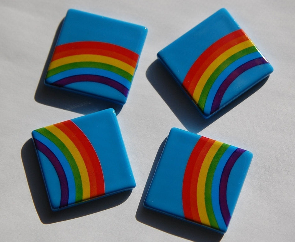 Vintage West German Blue Rainbow Cabochons 30mm (4) cab437D