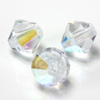 Czech Faceted Crystal AB Bicone Glass Beads 4mm (50) CZH-00041A