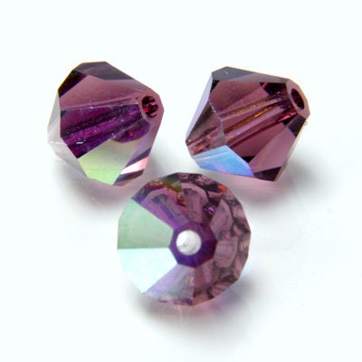 Czech Faceted Amethyst AB Bicone Glass Beads 4mm (50) CZH-00041M