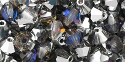 Czech Faceted Silver Blue Purple Bicone Glass Beads 4mm (50) CZH-00041P