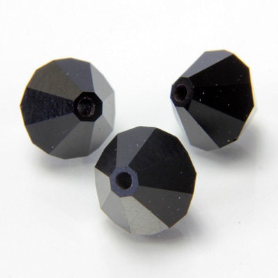 Czech Faceted Jet Bicone Glass Beads 4mm (50) CZH-00041W