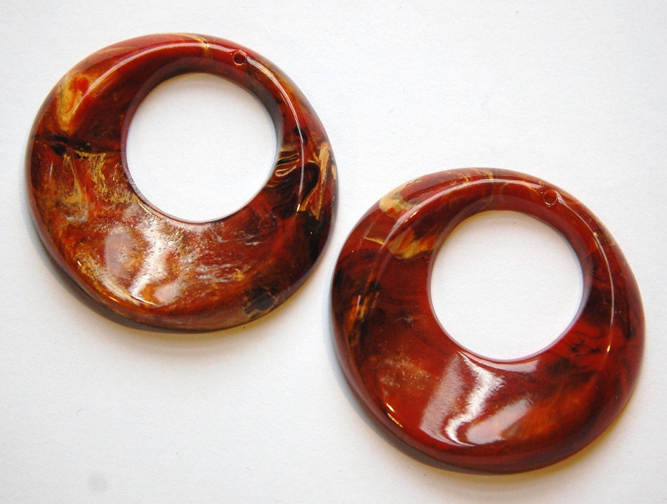 Vintage Shades of Brown and Gold Hoop Pendants Italy hps094C