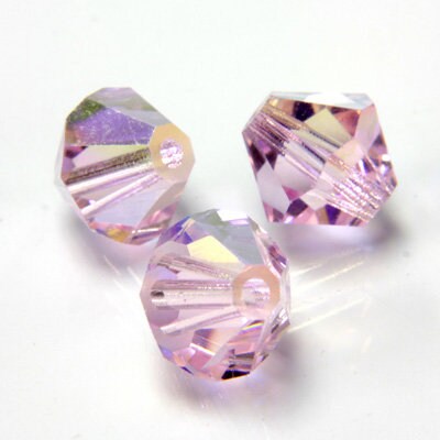 Czech Faceted Pink Sapphire AB Bicone Glass Beads 4mm (50) CZH-00041Y