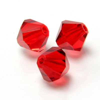 Czech Faceted Light Siam Ruby Bicone Glass Beads 4mm (50) CZH-00041AF