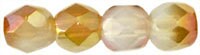 Czech Faceted Milky Jonquil Celsian Firepolish Glass Beads 4mm (50)
