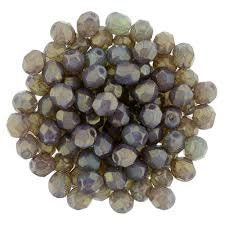 Czech Faceted Milky Turquoise Pink/Topaz Luster Firepolish Glass Beads 4mm (50)