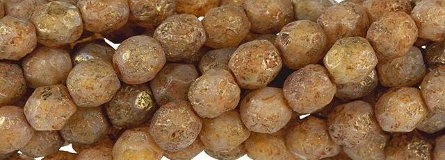 6mm Copper Picasso Milky Pink Czech Firepolish Faceted Glass Beads (25)