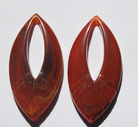 Vintage Brown Marbled LuciteTeardrop Pendant Drops Italy (2) pnd019B