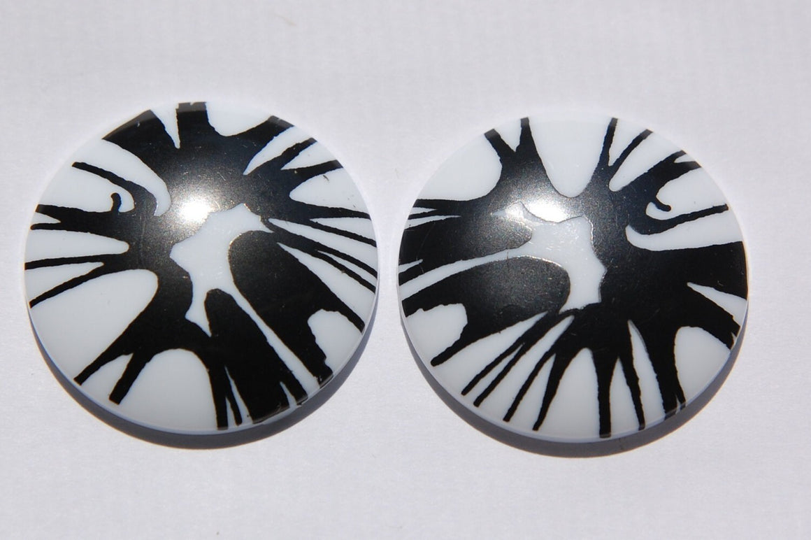 Vintage Black Splatter Cabochon 30mm (2) cab393E