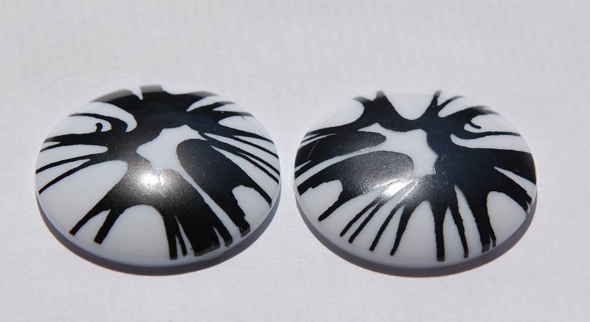Vintage Black Splatter Cabochon 30mm (2) cab393E